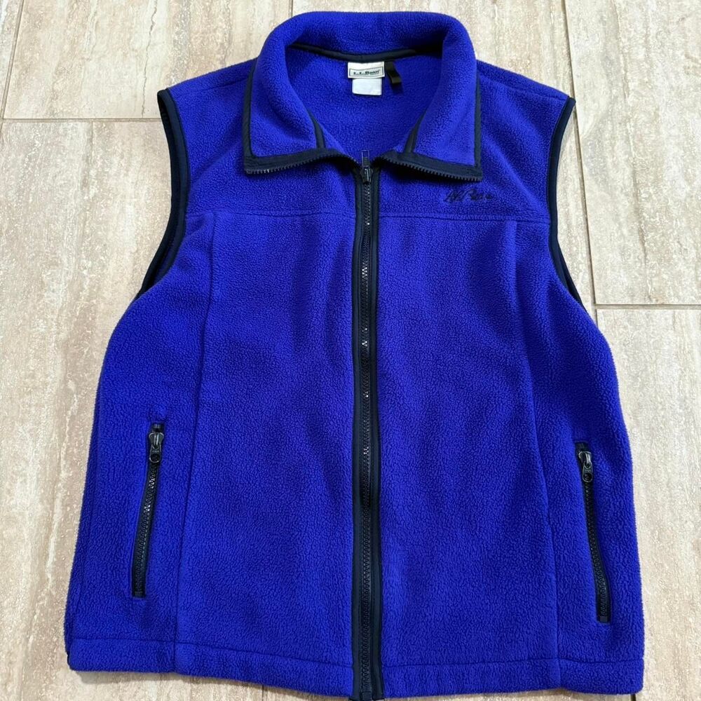 Vintage L.L.Bean blue fleece vest zip up Sz M Gorpcore Outdoors spring granola